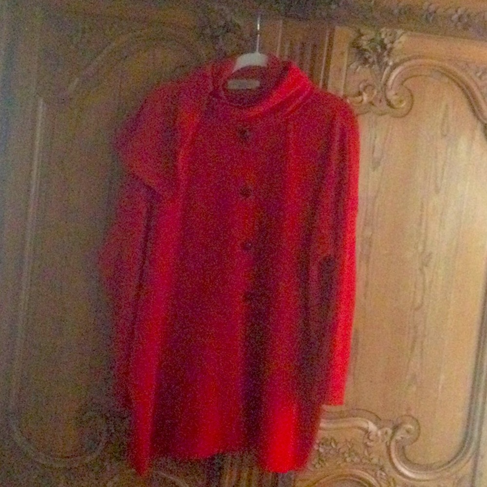 Vintage Ivan Grundahl, lipstick red merino wool swing sweater.